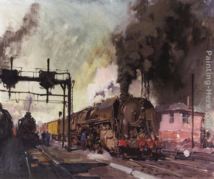 Trains In The Yard painting - Terence Tenison Cuneo Trains In The Yard art painting